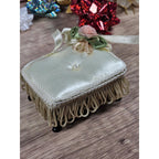 Vintage Miniature Satin Stool Ornament White Pearl Trim Dollhouse