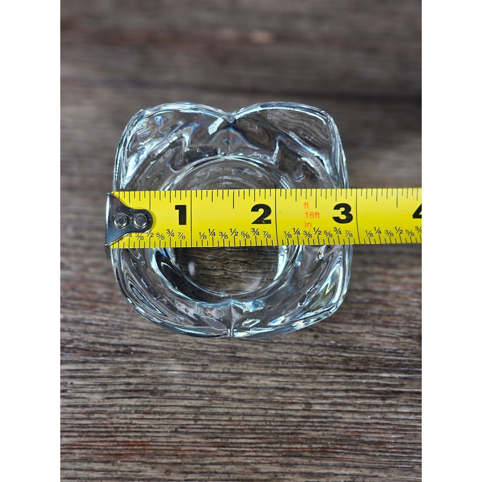 Vintage Clear Glass Votive Candle Holder | Sculpted Glass | 3" x 3"