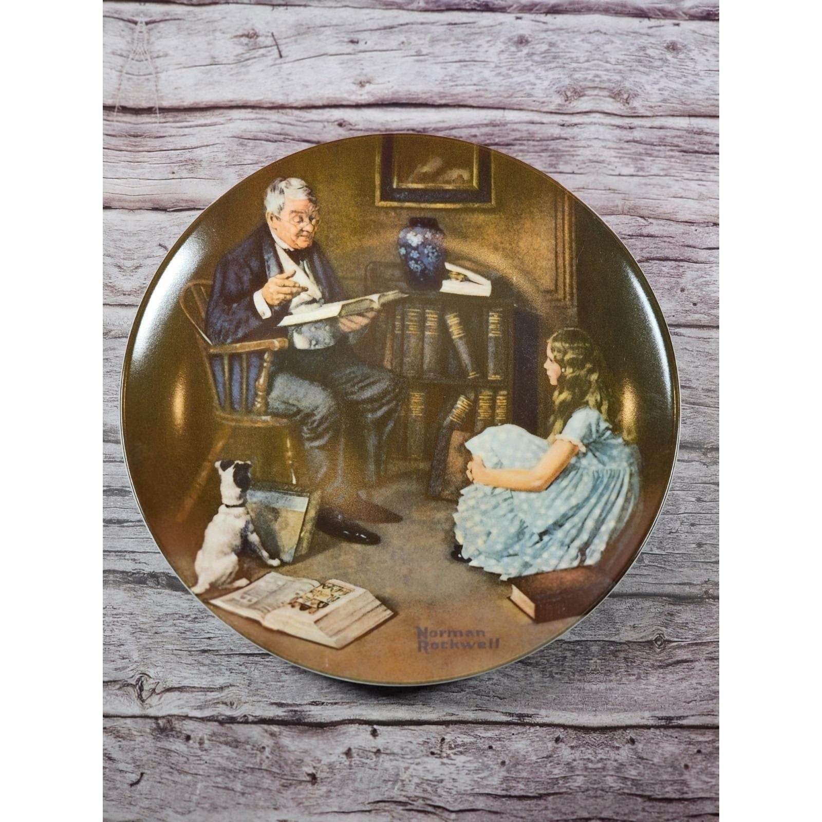 Vintage Norman Rockwell "The Storyteller" Knowles Collector Plate Americana