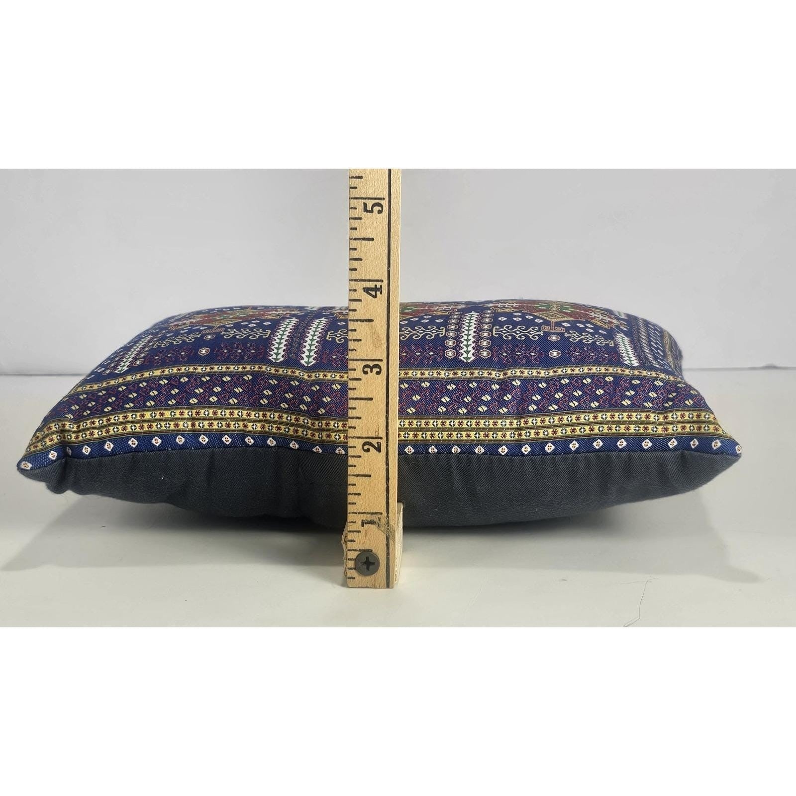Vintage Turkish Carpet Pillow 9x6 Embroidered Silk Accent Cushion