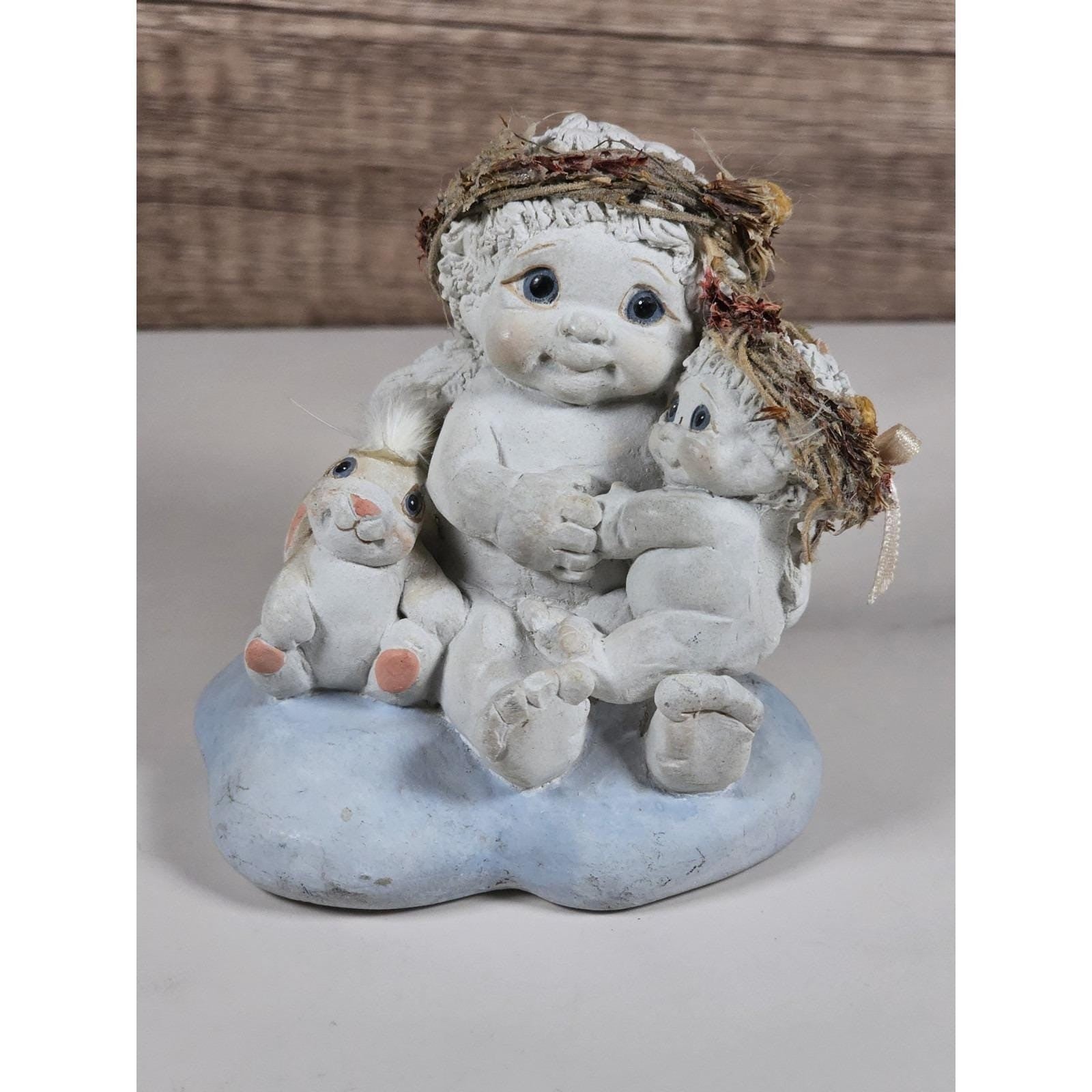 Dreamsicles Cherub Figurine with Bunny Signed Kristin Cast Art