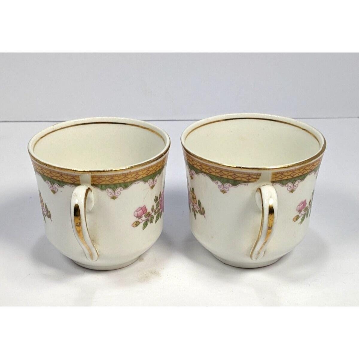 Pope Gosser Teacup and Saucer Set Gold Trim Vintage Set of 2