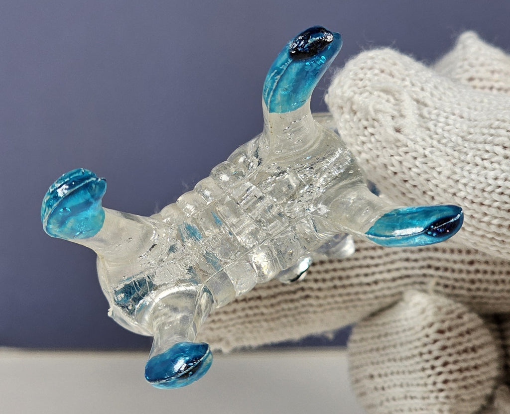 Vintage Collectible Clear Plastic Lucite Kitty Cat Figurine 1960s With Blue Acce