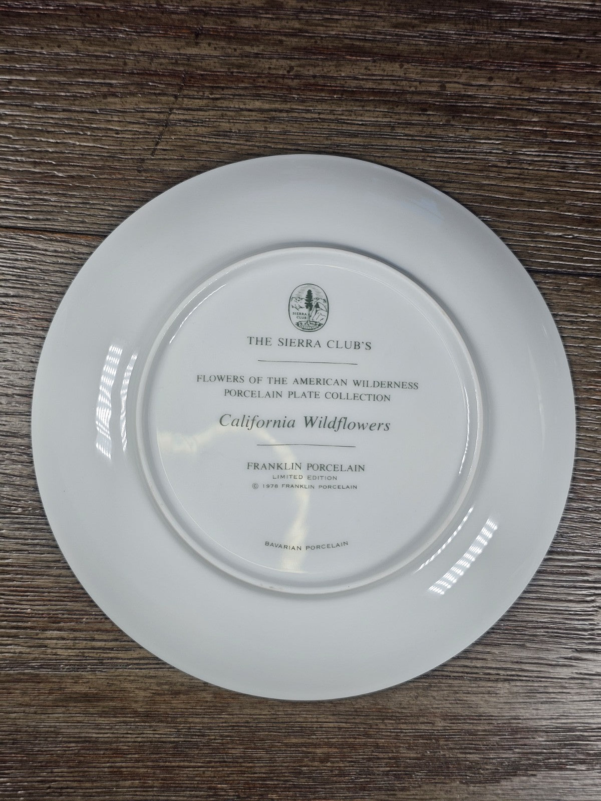 VTG Sierra Club Plate California Wildflowers Poppy Morning Glory Monarch 1978