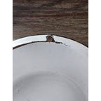 Vintage White Enamel Wash Basin Bowl Black Rim Rustic Farmhouse