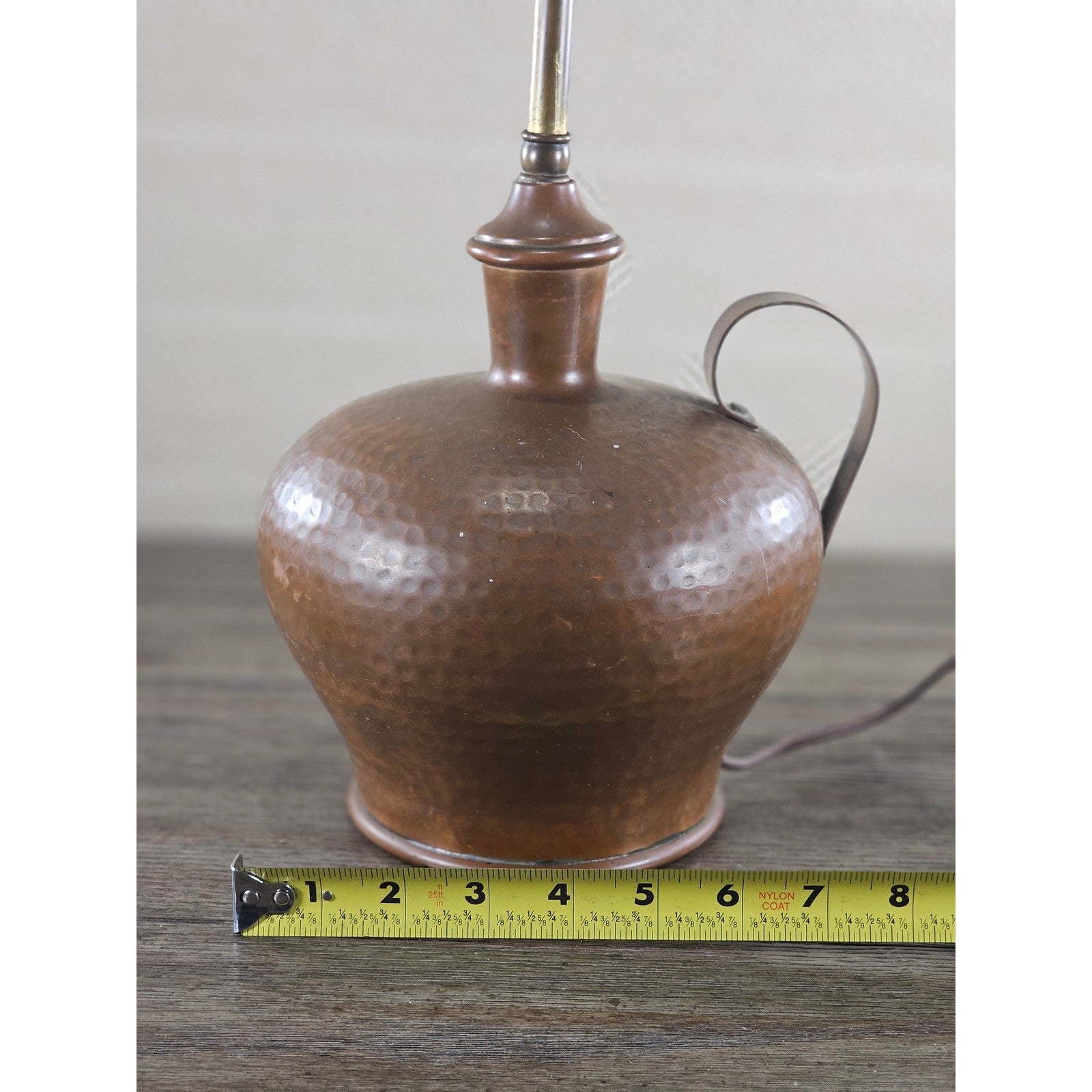 Vintage Hammered Copper Table Lamp 25" Rustic Mid Century Base