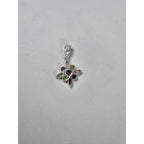 Vintage Sterling Silver Multi-Stone Gemstone Pendant, 925 Floral Design No Chain