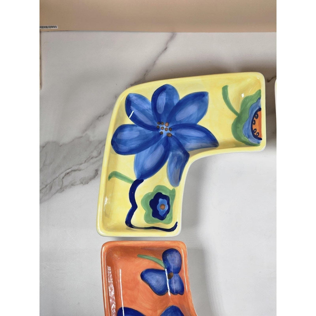 Vintage Avon Floral Ceramic Dishes Set of 4 Hand Painted Serveware