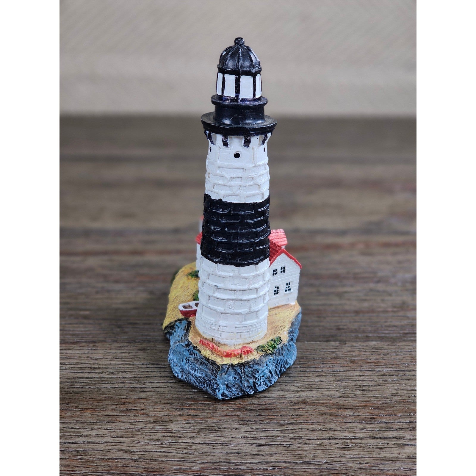 Miniature Lighthouse & Keeper's House Figurine Coastal Nautical Decor