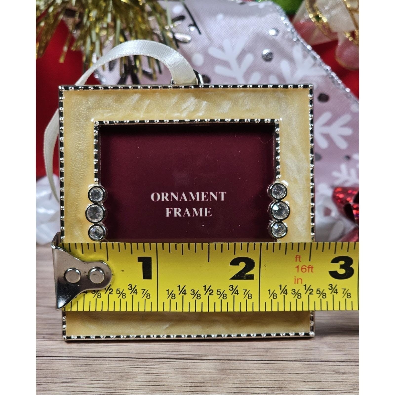 Gold Rhinestone Photo Frame Ornament Square Christmas Decor