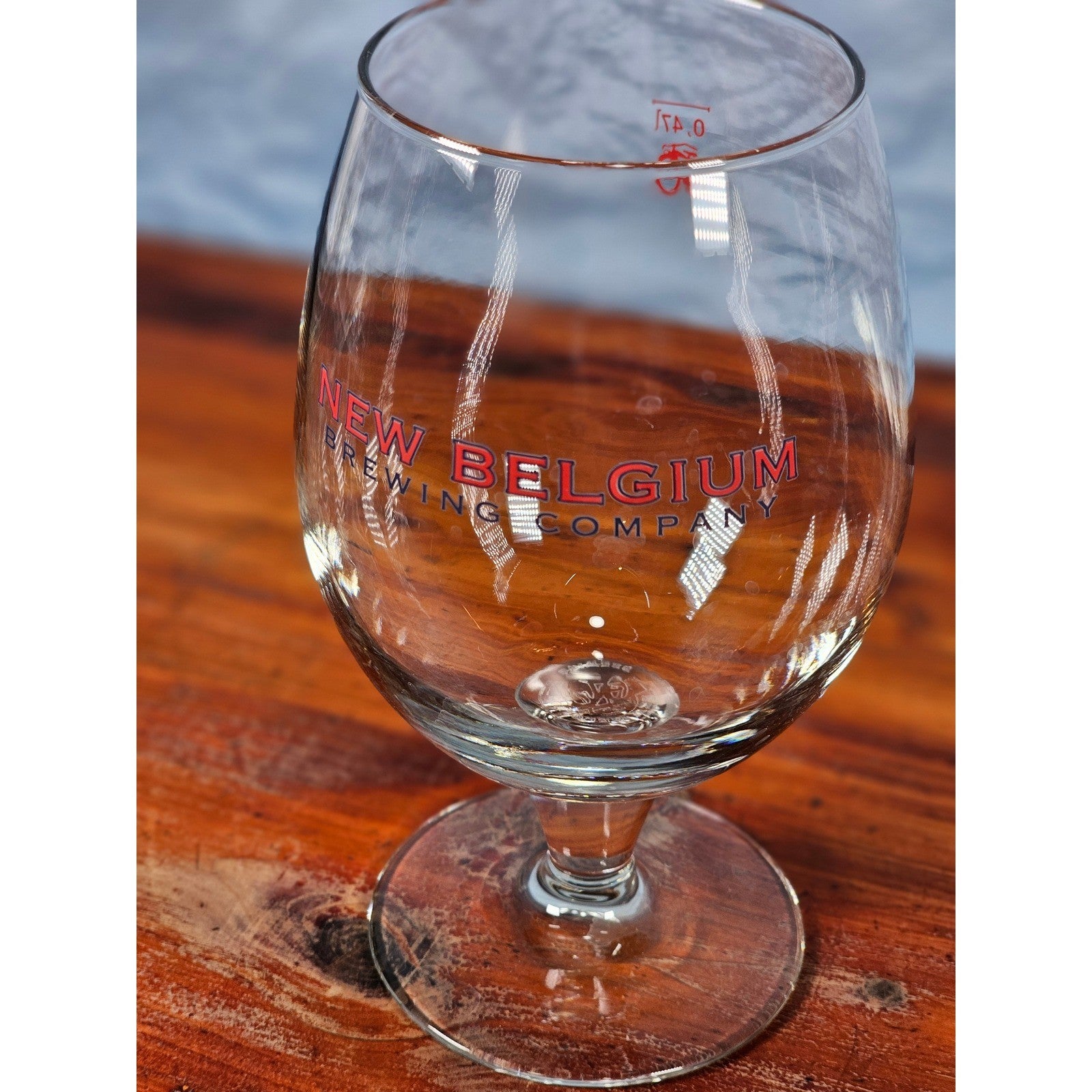 Vintage New Belgium Brewing Tulip Beer Glass Red Logo Stemmed