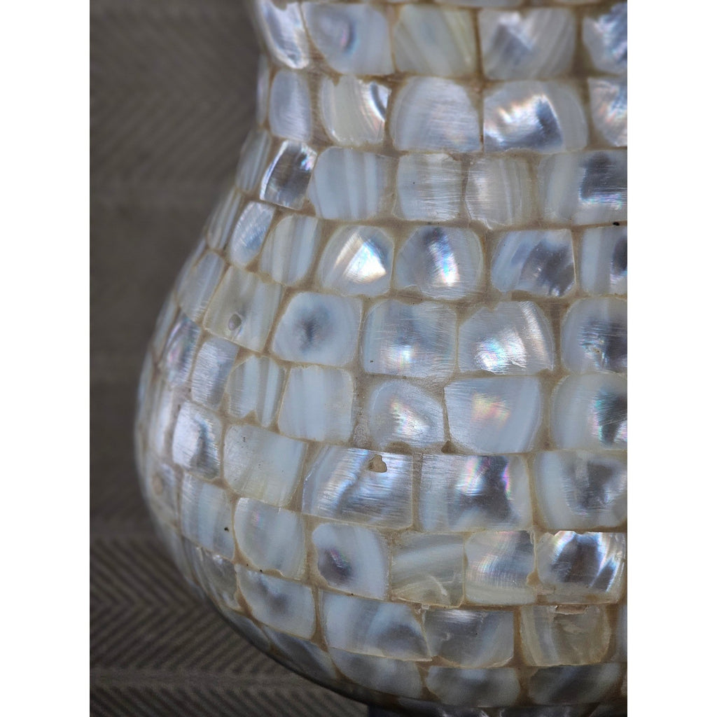 Towle Vintage Capiz Shell Table Lamp 16" Coastal Silver Accent