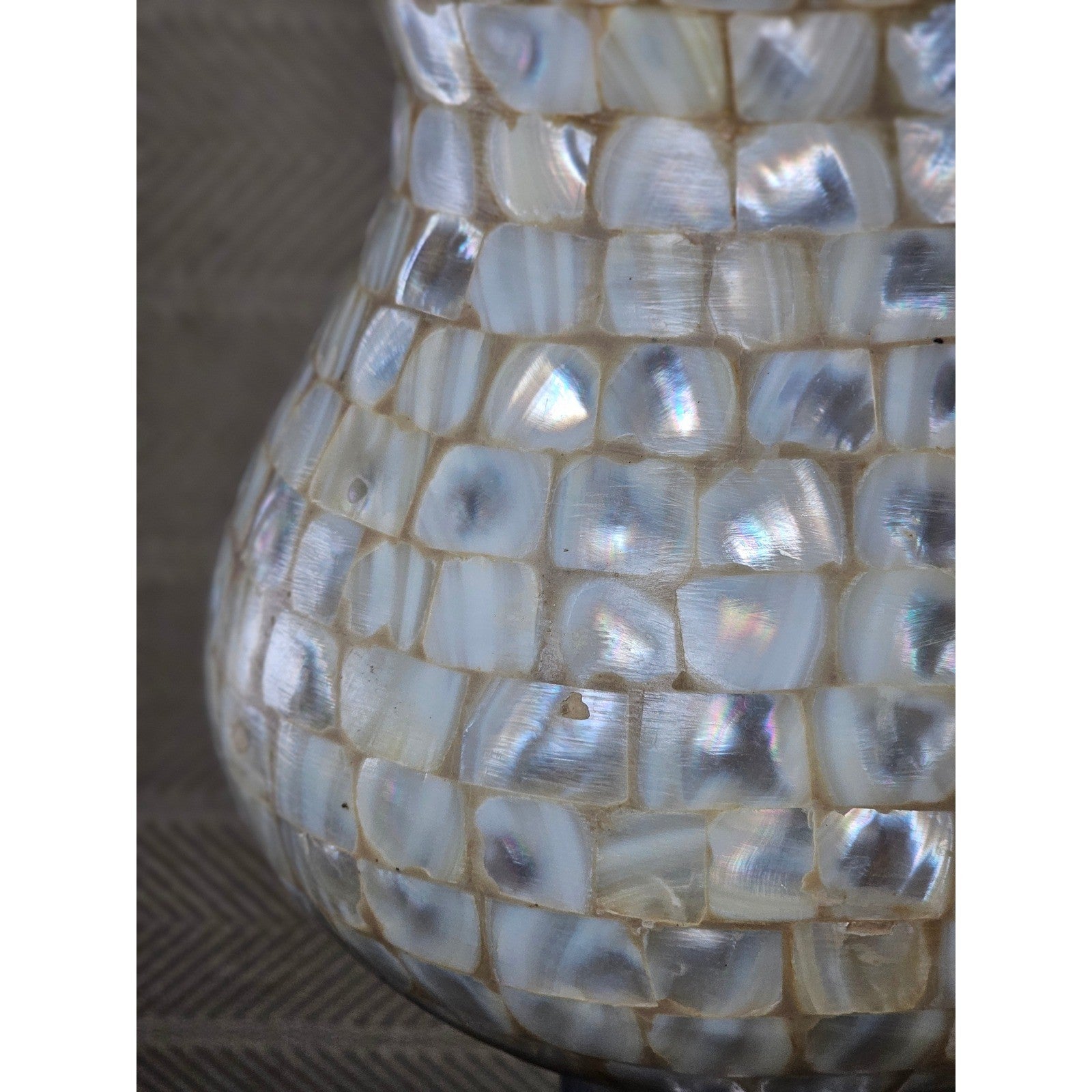 Towle Vintage Capiz Shell Table Lamp 16" Coastal Silver Accent