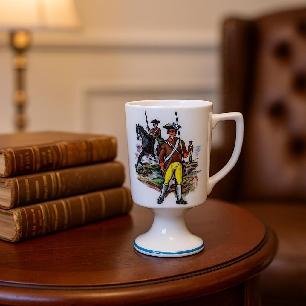 Vintage Fred Roberts Colonial Soldiers Mug Revolutionary War Footed Cup