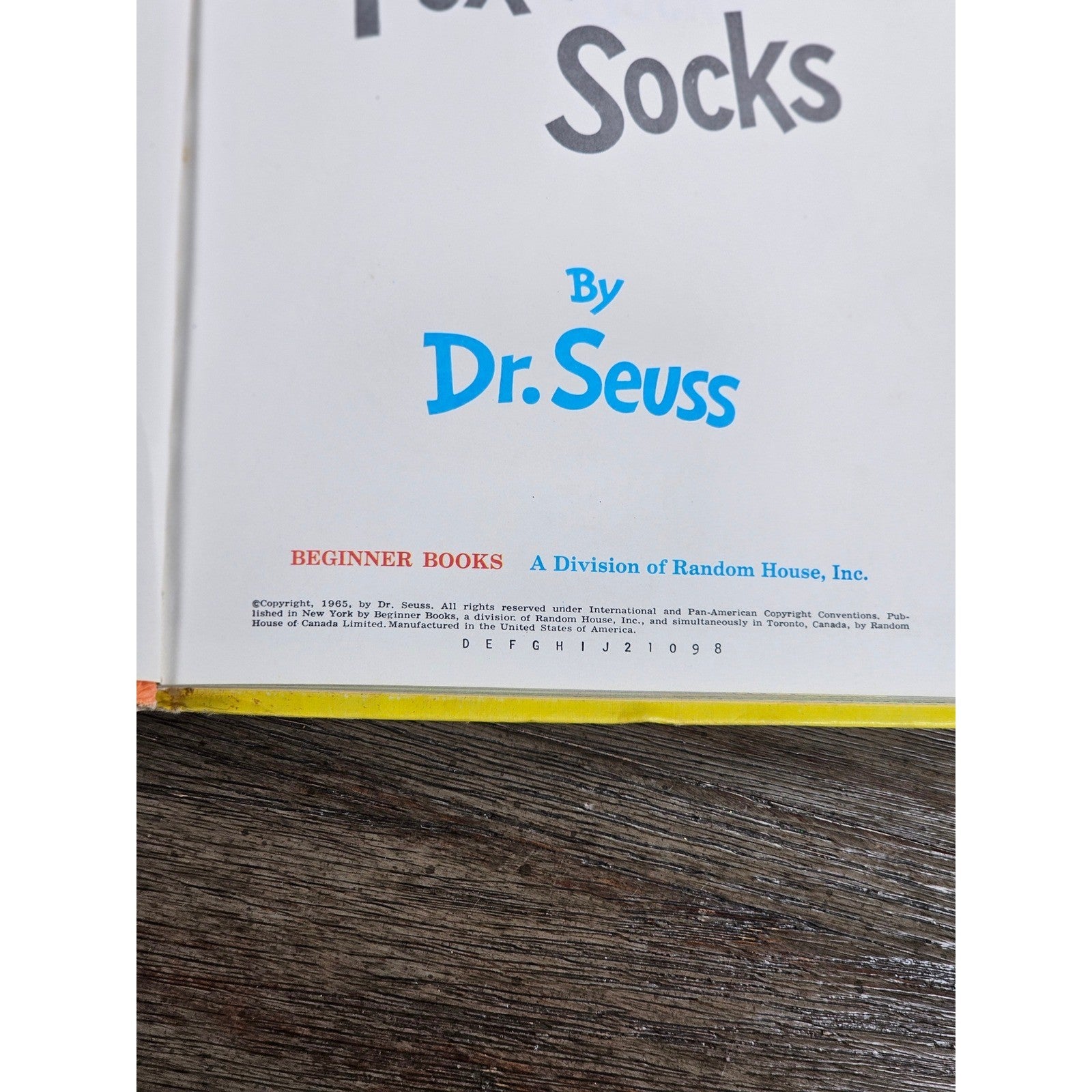 Fox in Socks Dr Seuss 1965 Beginner Books Hardcover