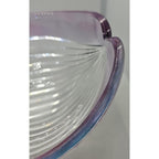 Vintage Ribbed Glass Bowl Purple Satin Edge Serving Dish