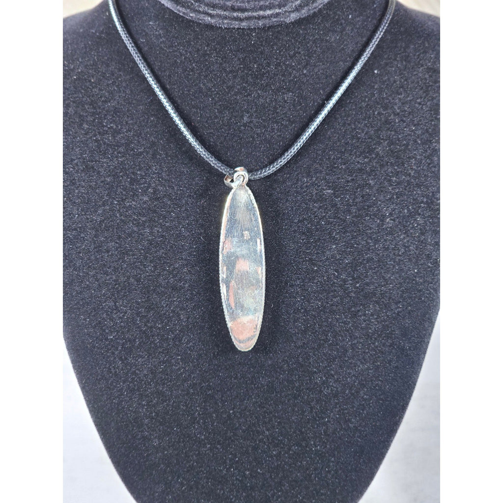 Vintage Sterling Silver Blue Enamel Script Pendant Necklace