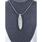 Vintage Sterling Silver Blue Enamel Script Pendant Necklace