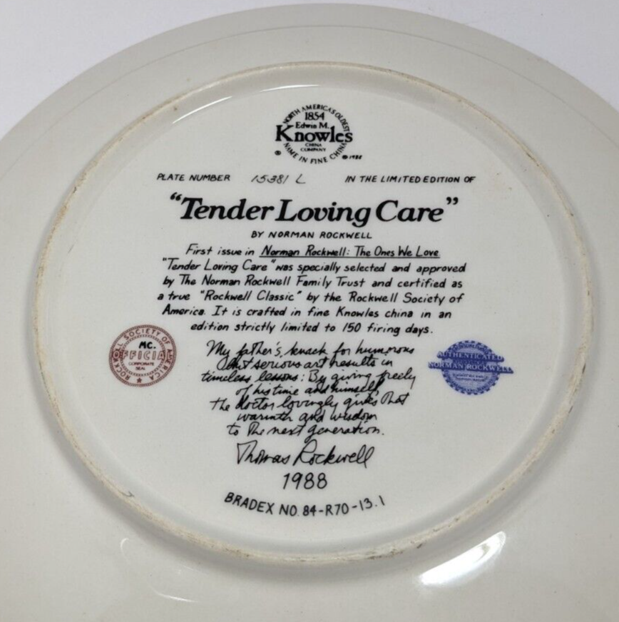 Norman Rockwell “Tender Loving Care” Collector Plate by Knowles – 1988