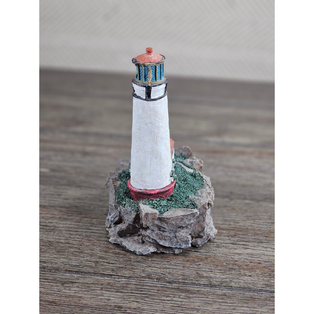 Miniature Lighthouse Figurine Hollow Resin Coastal Decor 4 Inch Nautical