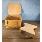 Vintage Basketville Wooden Picnic Basket with Lid & Handle 12.5x13x8