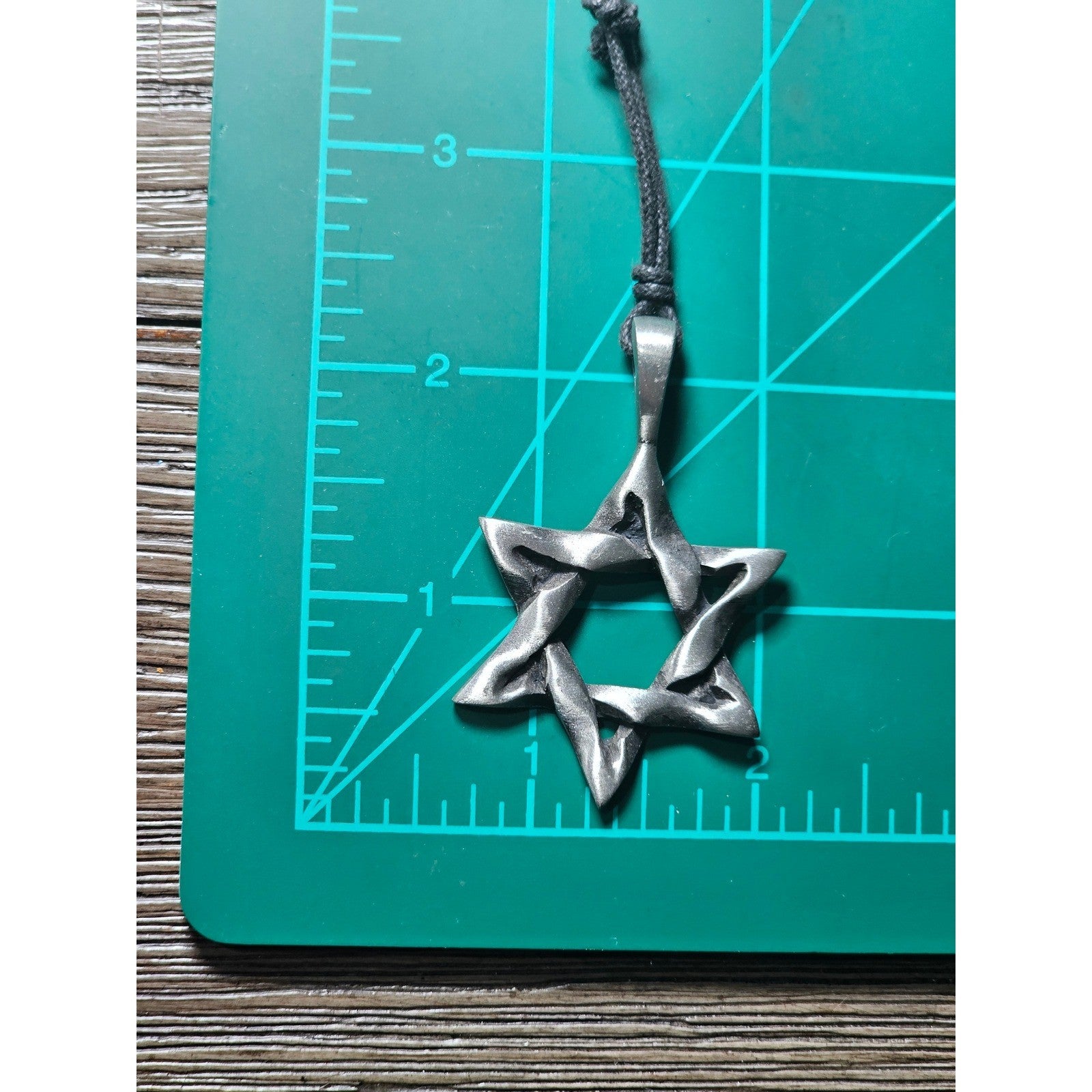 Vintage Star of David Pendant Necklace Silver Tone Corded Chain