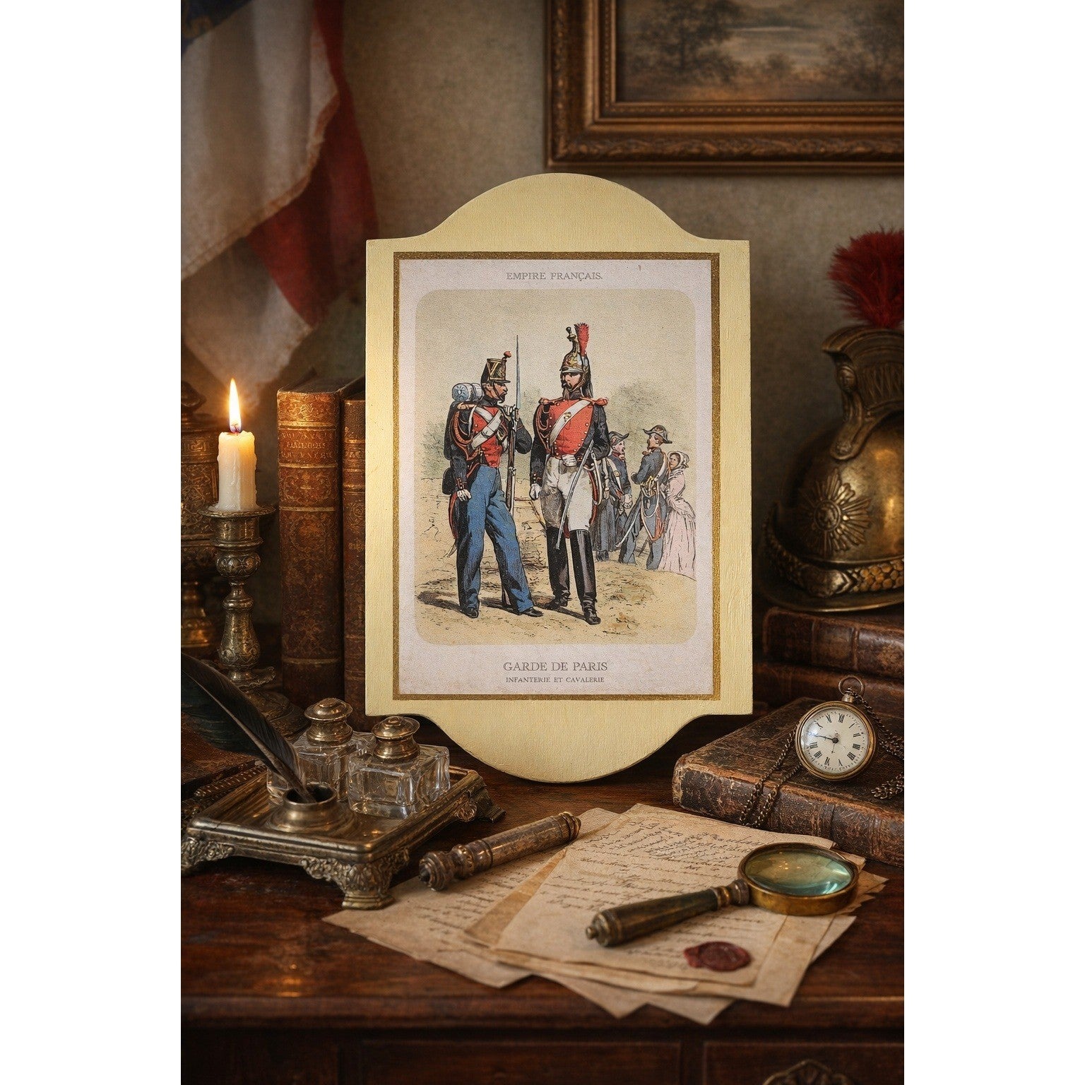Vintage French Military Uniform Print Garde de Paris 11.5 x 8