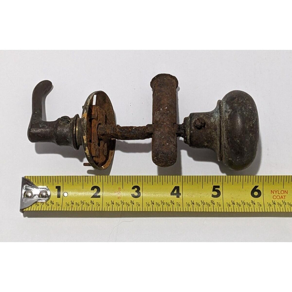 Antique Bronze Door Knob Latch Set 19th Century Hardware