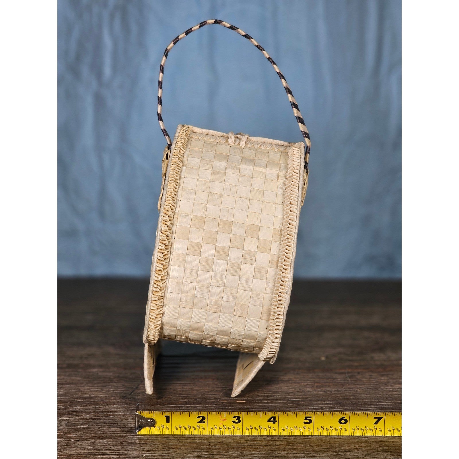 Vintage Handwoven Wicker Deer Basket with Handle Rustic Folk Art Decor