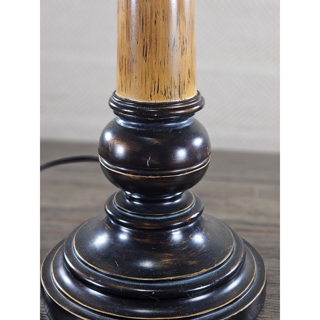 Vintage Wood Table Lamp 30" Tall Black Gold Distressed Base