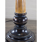 Vintage Wood Table Lamp 30" Tall Black Gold Distressed Base