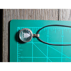 Vintage Sterling Silver Buddha Glass Pendant Necklace