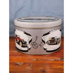 Vintage Classic Car Cookie Tin Empty Round Metal Motorcars from the Classic Era