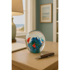 Glass Paperweight Aquatic Scene Fish Swirls Art Hand Blown