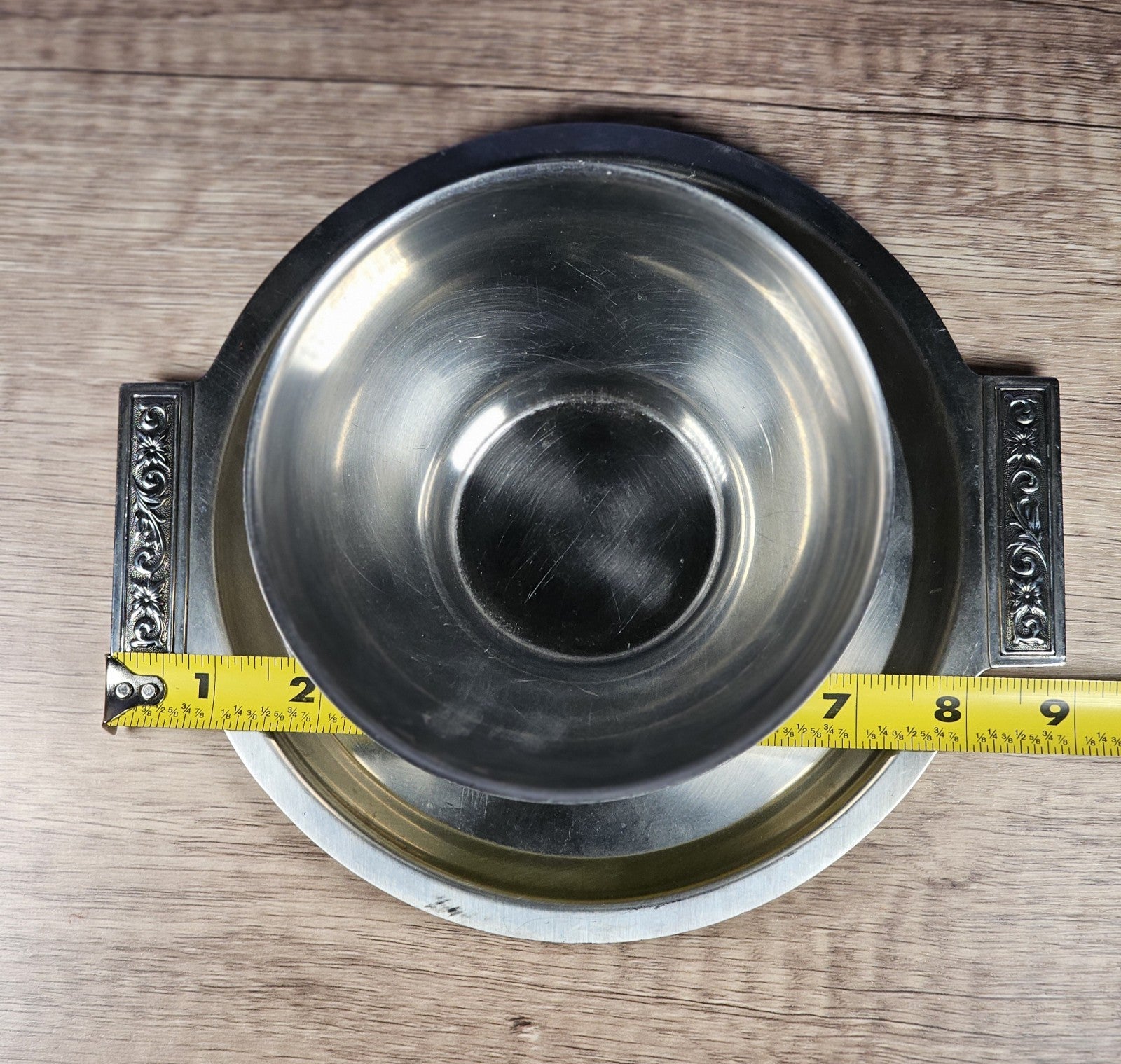 International Decorator Stainless Steel Gravy Bowl With Attached Plate Elegant