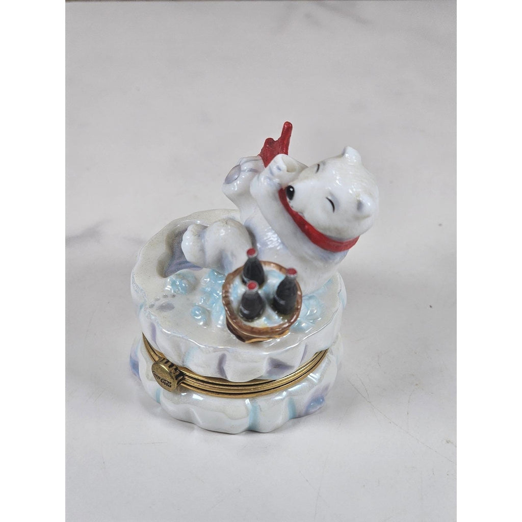 Franklin Mint Coca Cola Polar Bear Trinket Box 1999 Porcelain