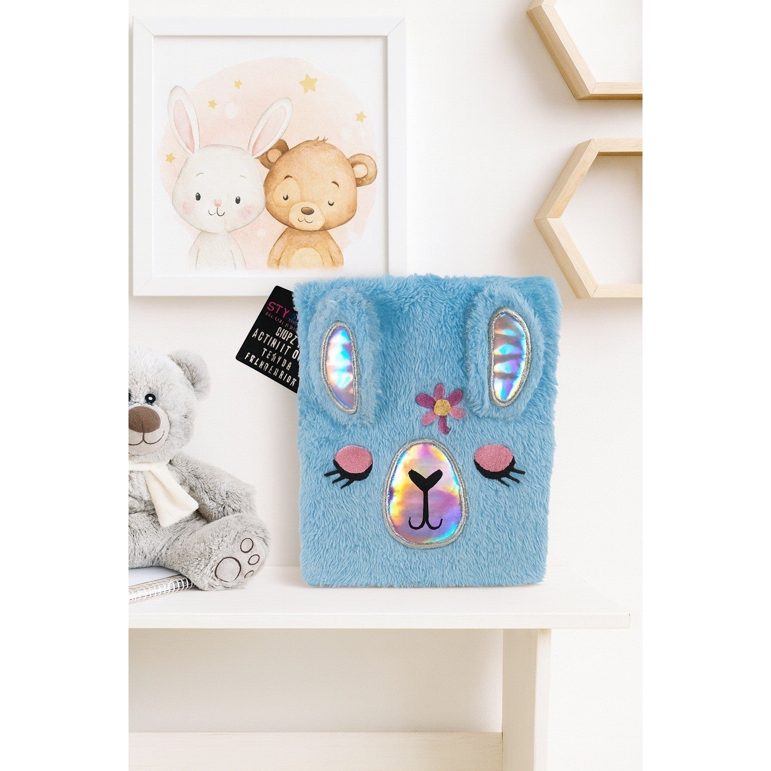 Blue Fuzzy Llama Journal – Plush Notebook – 80 Pages – Kids Cute Stationery