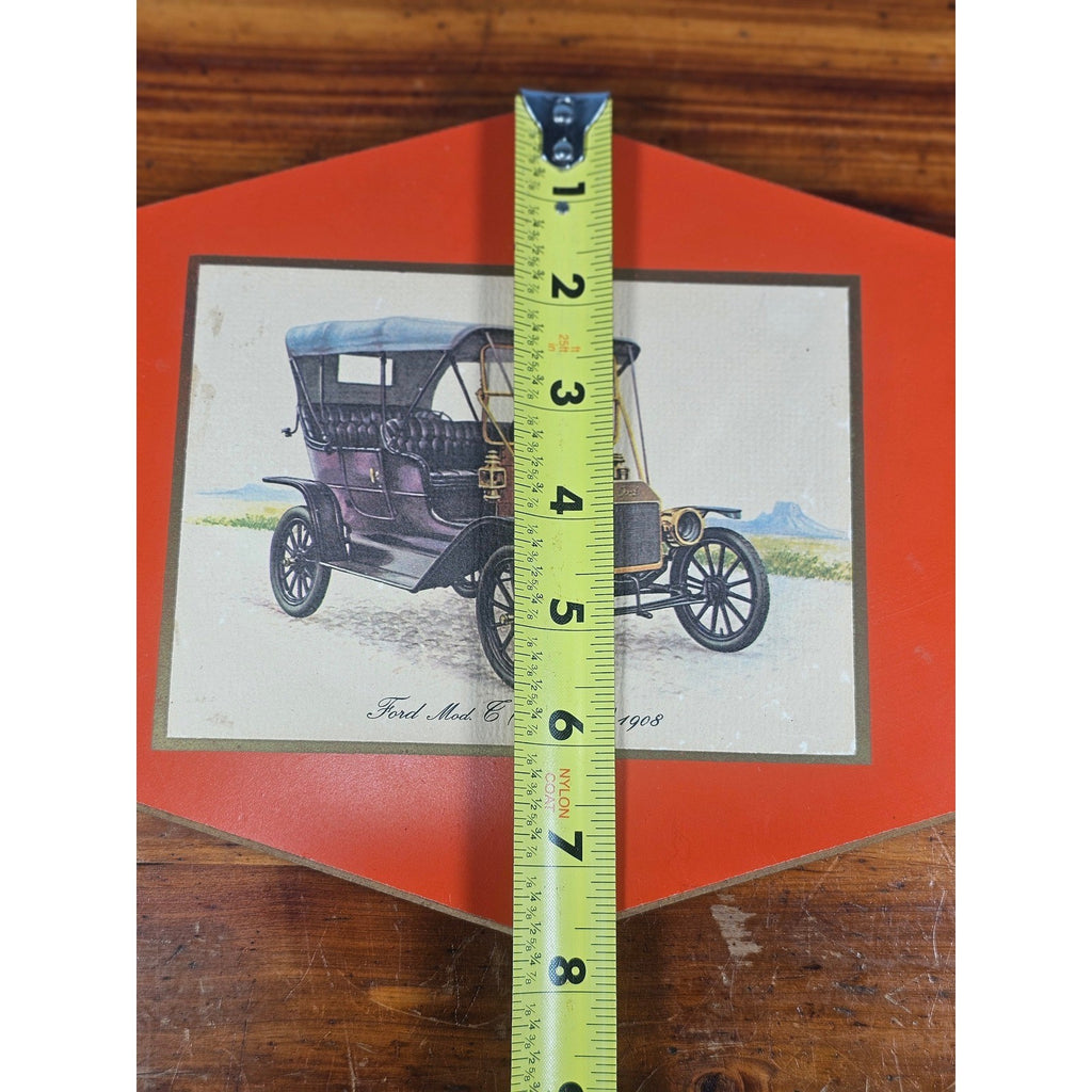 Vintage Ford Model T 1908 Print Mounted on Red Board, 11.5 x 8
