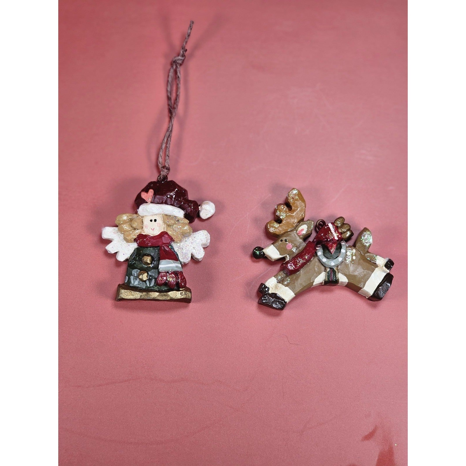 Vintage Kurt Adler Angel & Reindeer Christmas Ornaments Set Holiday Decor