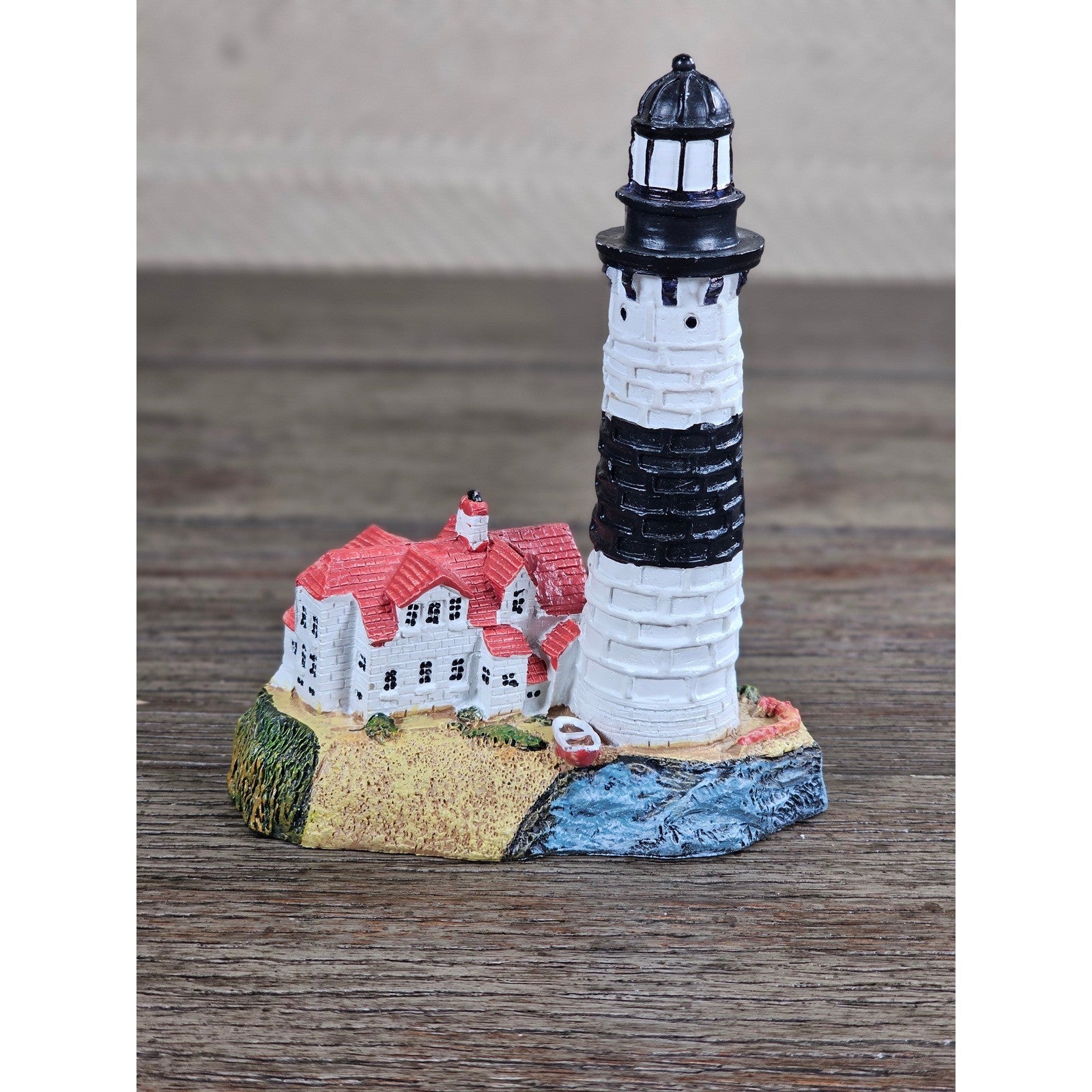 Miniature Lighthouse & Keeper's House Figurine Coastal Nautical Decor