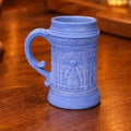 Westmoreland Blue Glass Stein Medieval Knight Relief Mug