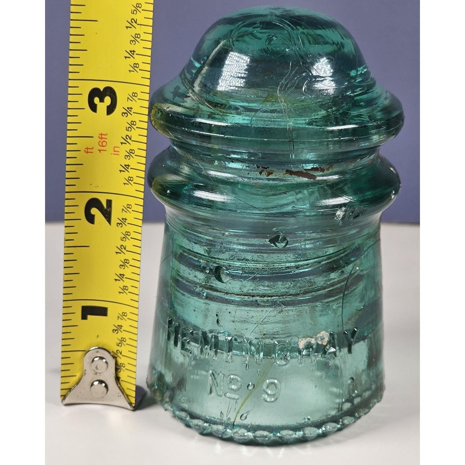 Vintage Hemingray No 9 Glass Insulator Aqua Patent May 2 1893