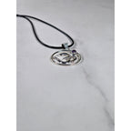 Vintage Sterling Silver Om Pendant with Purple Stone Necklace