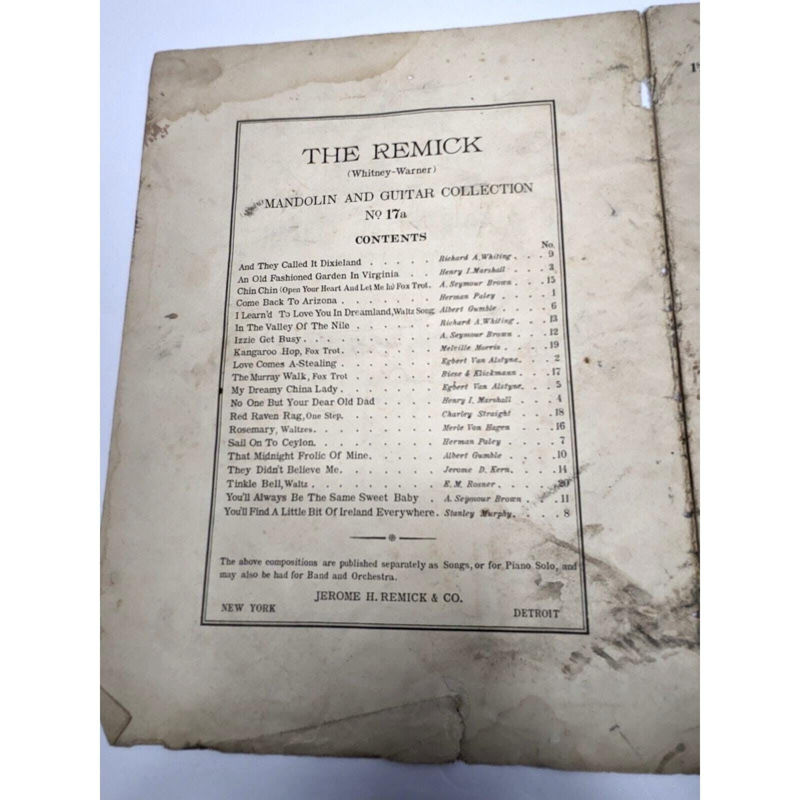 Remick Mandolin Guitar Collection No 17a 1916 Tocaben Book