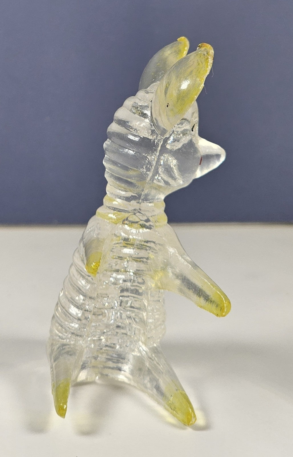 Set Of 2 Lucite Clear Acrylic Mouse Figurines 2 3/4 Inches With Yellow Ears & Ac