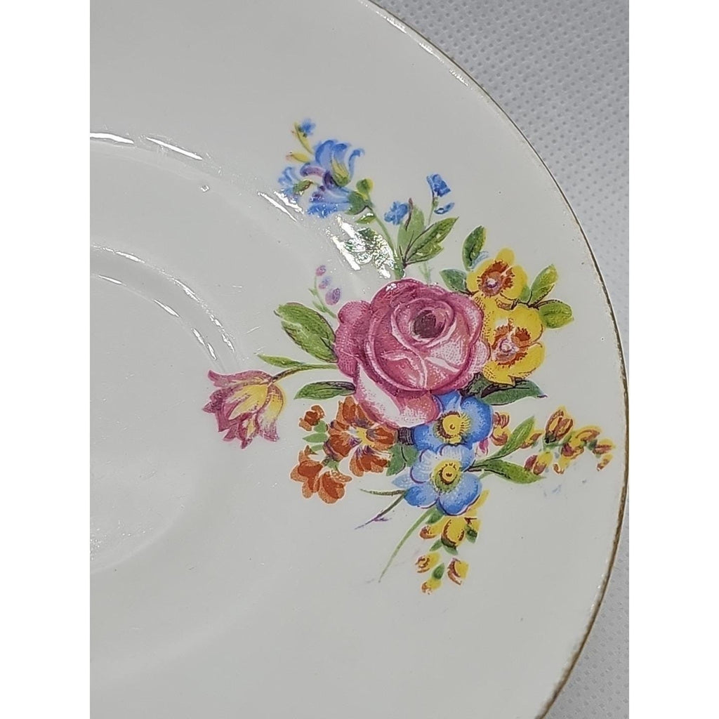 Vintage Clare Bone China Saucer Floral Gold Rim England 5.5