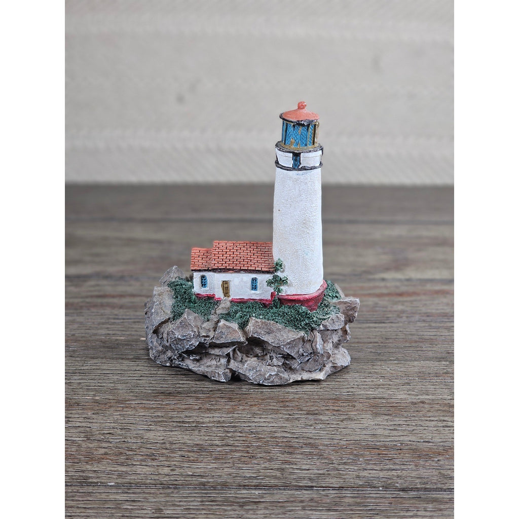 Miniature Lighthouse Figurine Hollow Resin Coastal Decor 4 Inch Nautical