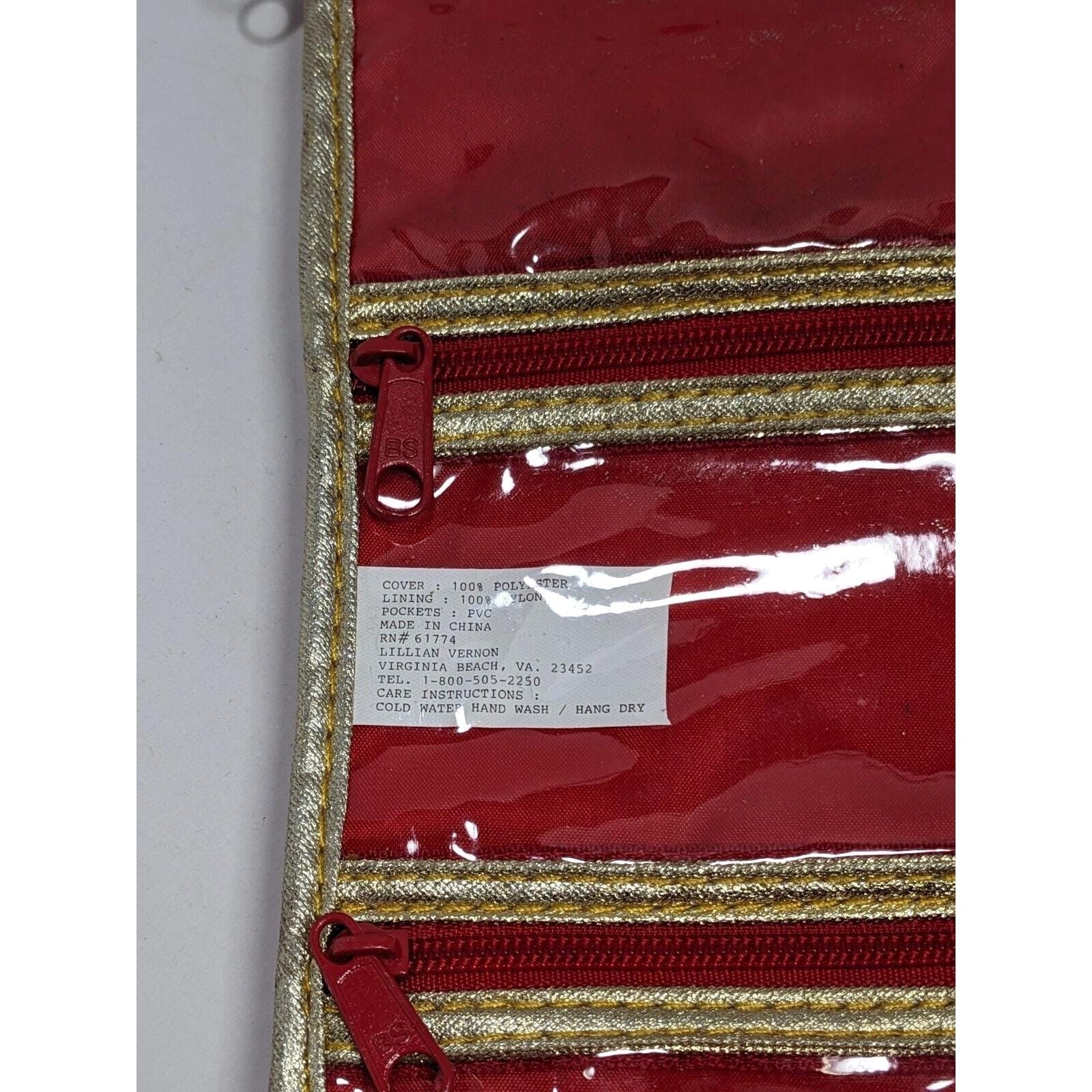 Embroidered "RJS" Red Quilted Makeup & Toiletry Bag Vintage Lillian Vernon