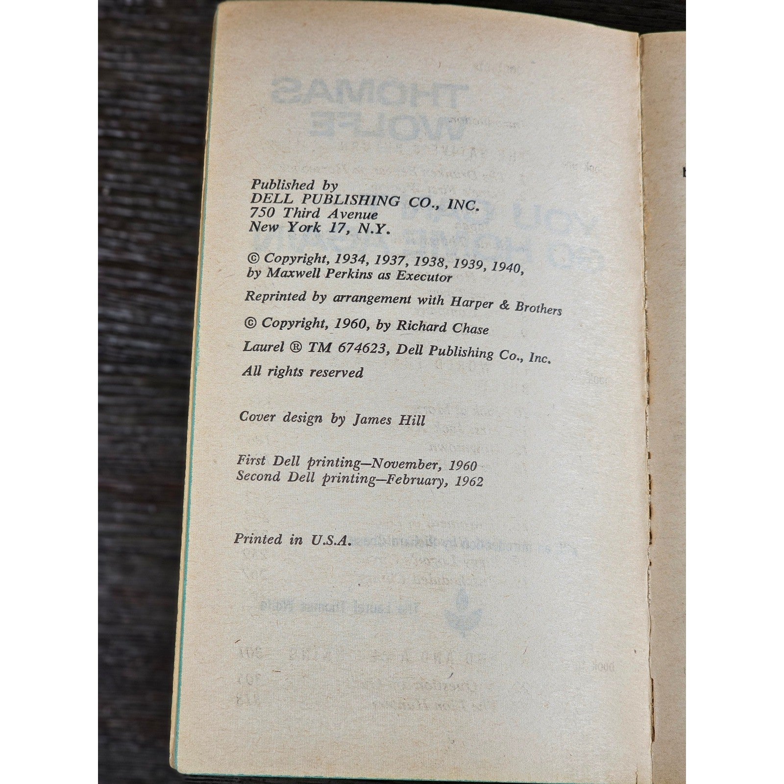 You Can't Go Home Again Thomas Wolfe 1962 Dell Laurel PB