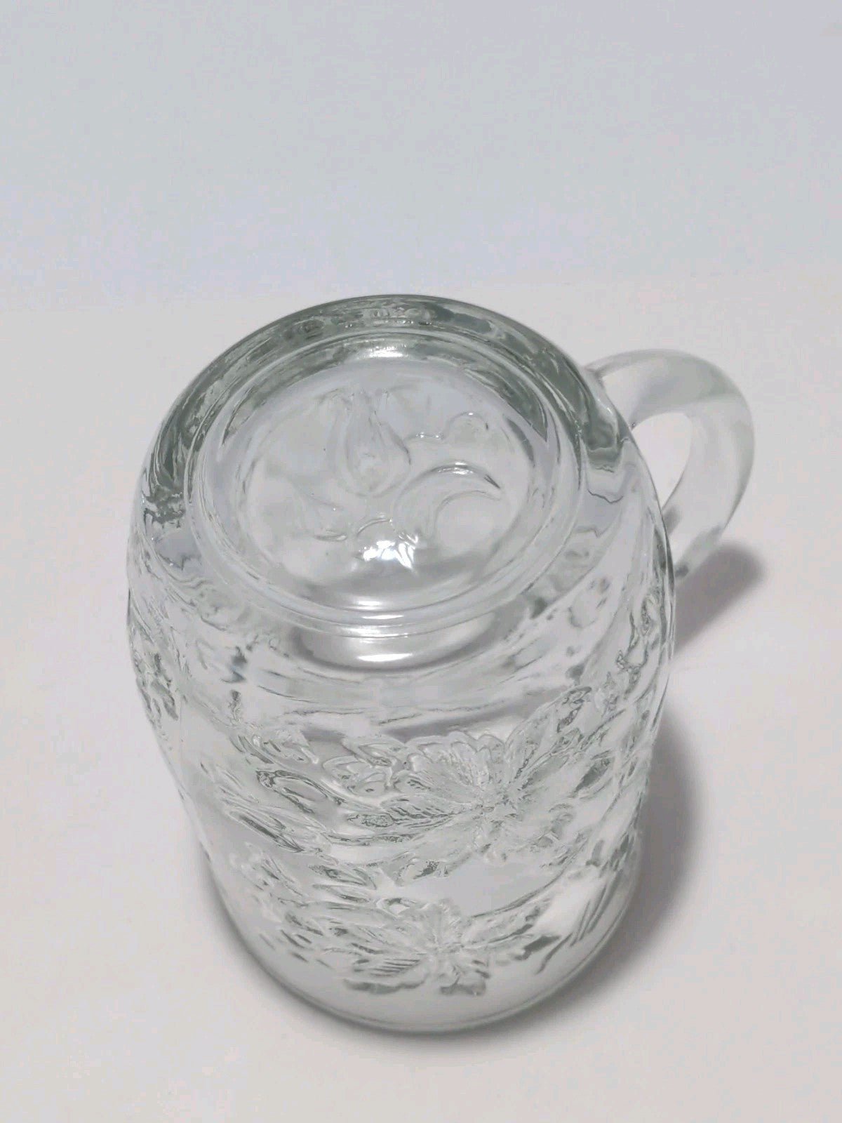 Set of 3 Princess House Fantasia Clear Glass Poinsettia Design Coffee Mug Cup